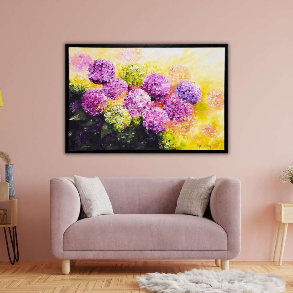 Rengarenk Ortancalar Yağlı Boya Tablo