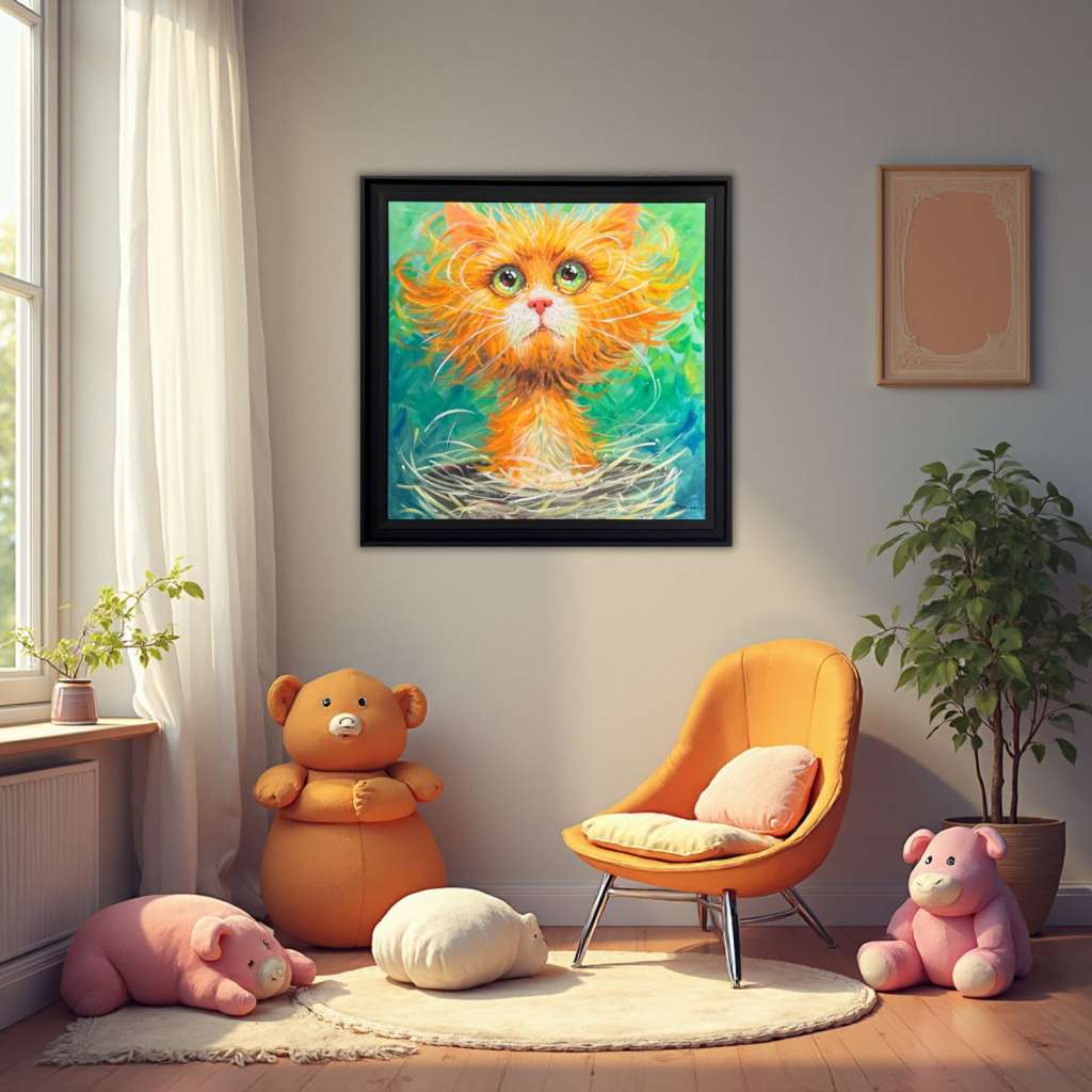 Sarı Kedi Yağlı Boya Tablo