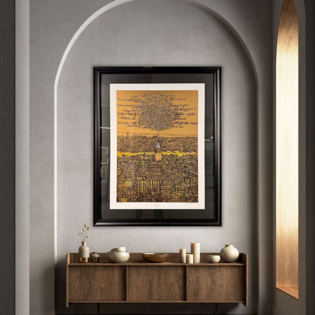 DEVRİM ERBİL(KAHVE) Galata Kırmızı Yorum Serigraf Baskı