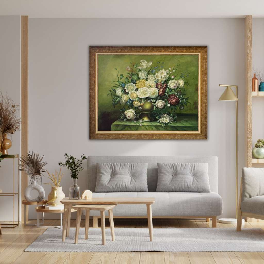 Vazoda Çiçekler Yağlı Boya Tablo