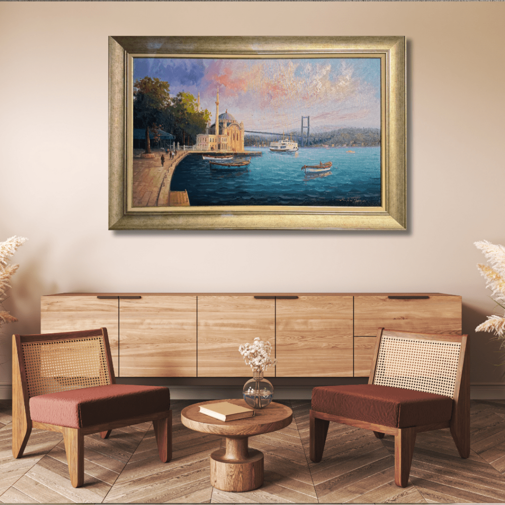 Ortaköy'de Bir Gemi Yağlı Boya Tablo