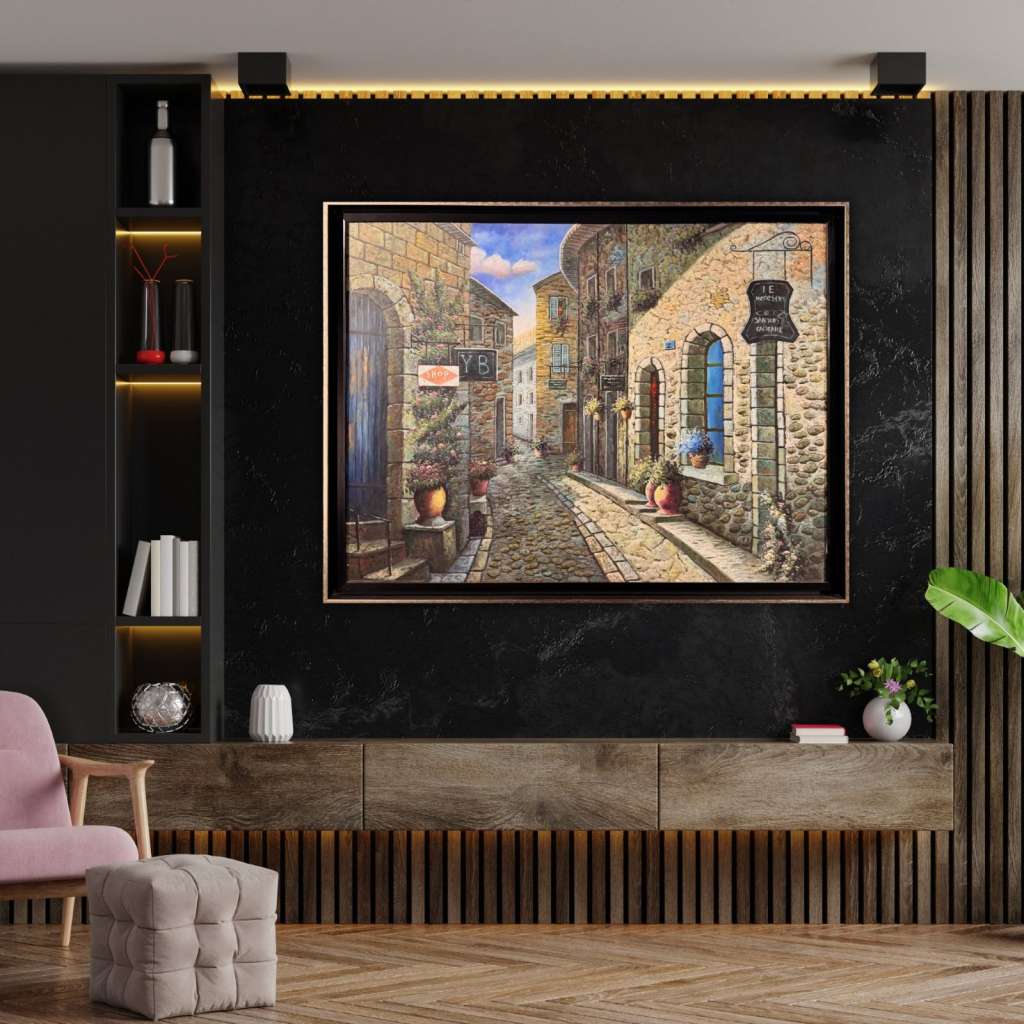 İtalya Sokakları Yağlı Boya Tablo