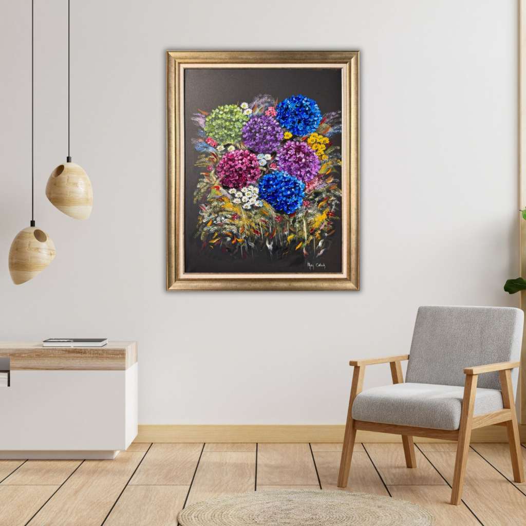 Renkli Ortancalar Yağlı Boya Tablo