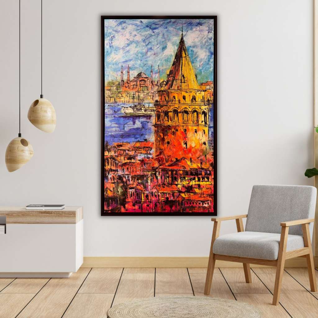 Galata'ya Karşı Yağlı Boya Tablo