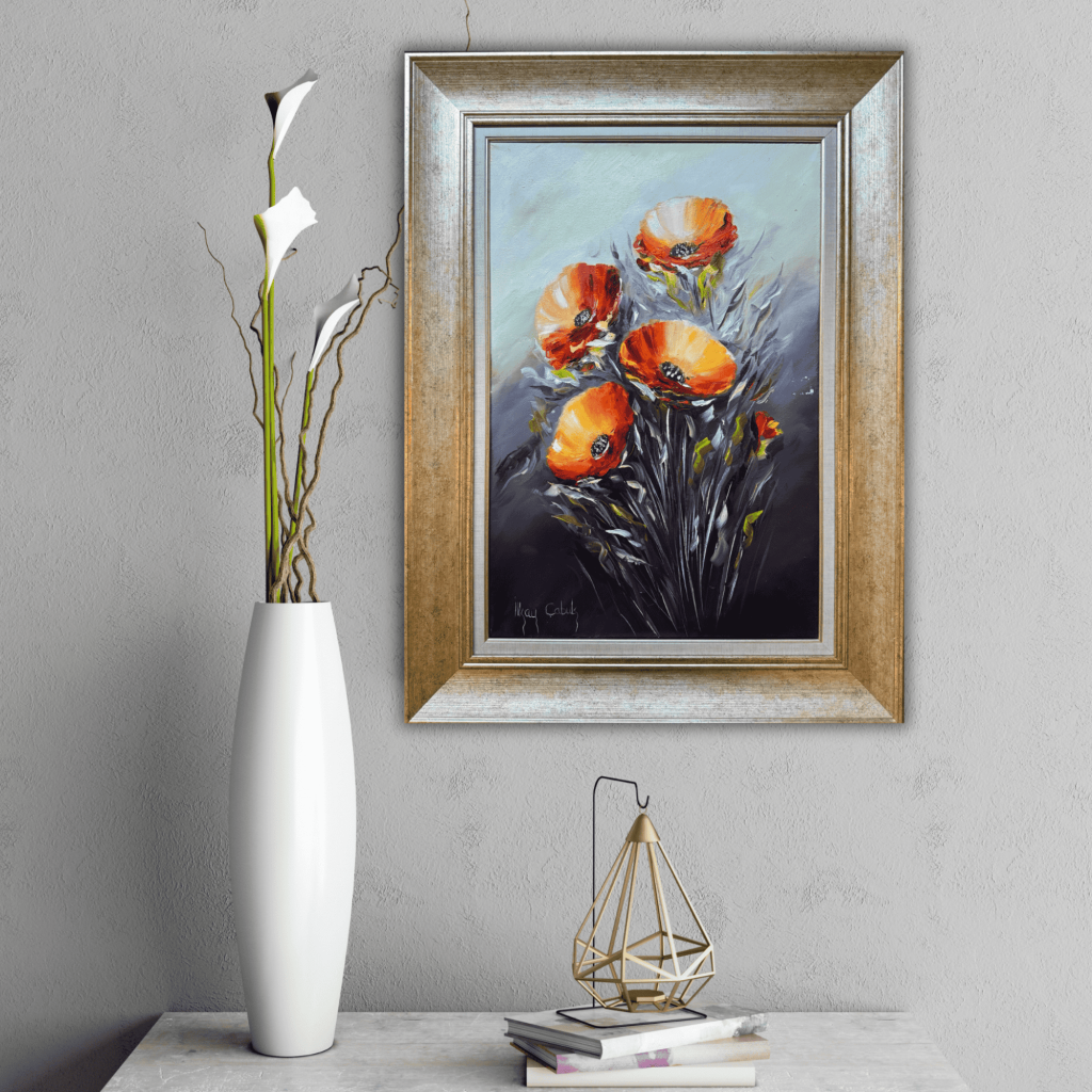 Turuncu Çiçekler Modern Yağlı Boya Tablo